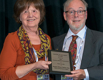 Janey Potter receiving the Naylor Lifetime Achievement Award at 2019 Eastern Winery Exposition